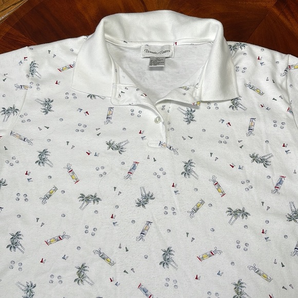 LARGE BONNIE EVANS 👚 POLO GOLF SHIRT WHITE WITH TOUCHES OF RED/YELLOW/GREY - Picture 12 of 12